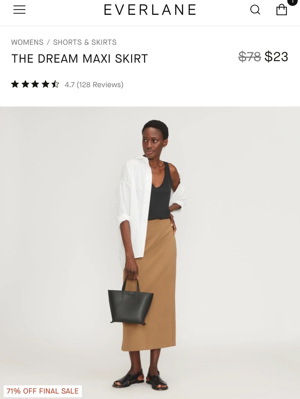 Everlane The Dream Maxi Skirt in toasted coconut size xs